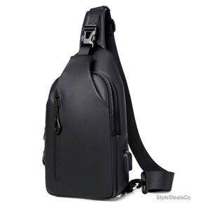 Waterproof Sling Backpack with USB Charging Port, Anti-Theft Crossbody Daypack